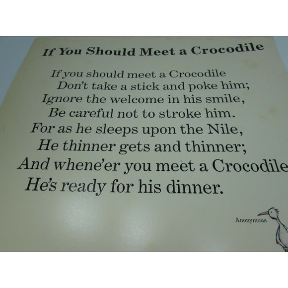Vintage If You Should Meet a Crocodile Grade School Poster Lithograph 30216 - Picture 4 of 5